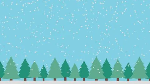 Snowfall and forest background for Christmas (light blue background) Stock Illustration
