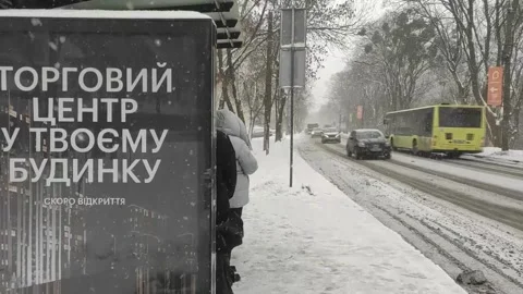 Snowfall and frost test Ukraine's energy system and defense amid Russian attacks Stock Footage 325527271