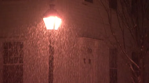 Snowfall and light post Stock Footage 47673893