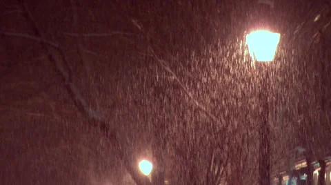 Snowfall and light posts Stock Footage 47673883