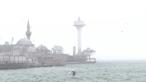 Snowfall and lighthouse Video stock 147019233