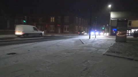Snowfall and road Stock-Footage 88698063