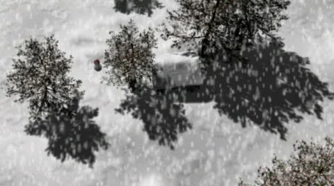 Snowfall and snowman Stock Footage 779197