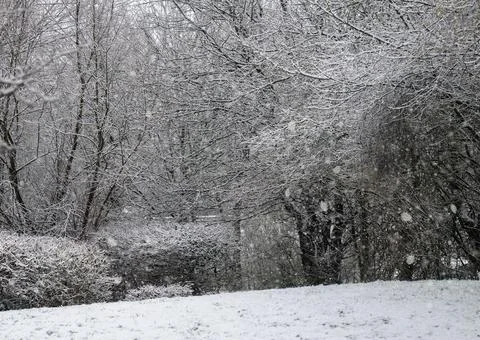 Snowfall and sub-zero temperatures in northern Germany in January Stock Photos