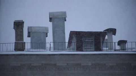 Snowfall on the background of the chimneys Stock Footage 52924005