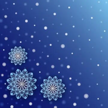 Snowfall background with white dots and snowflake Stock Illustration