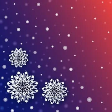 Snowfall background with white dots and snowflake Stock Illustration