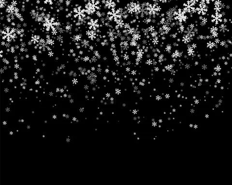 Snowfall on black background. Stock Illustration