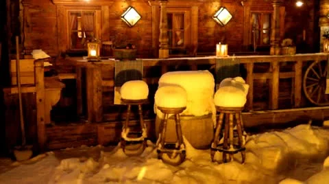 Snowfall blockhouse Stock Footage 8920573