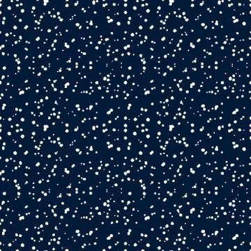 Snowfall on blue night sky, seamless pattern Stock Illustration
