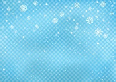 Snowfall on blue transparent background Stock Illustration