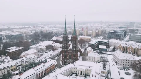  snowfall on cathedral Stock Footage 226942854