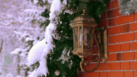 Snowfall Christmas cottage Stock Footage 146718277