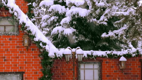 Snowfall Christmas cottage Stock Footage 146880899