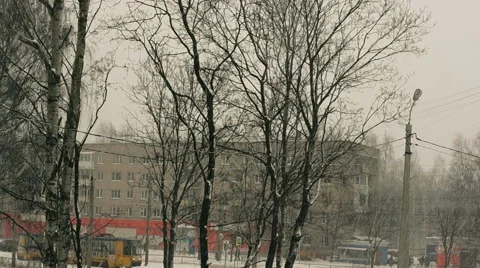 Snowfall in the city (3) Video stock 48630849