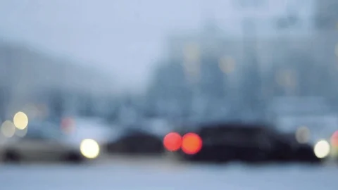 Snowfall city blurry 스톡 동영상 88360109