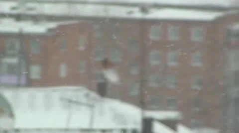 Snowfall in the city Stock Footage 10680641