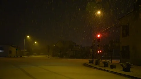 Snowfall in the city Stock Footage 83202774