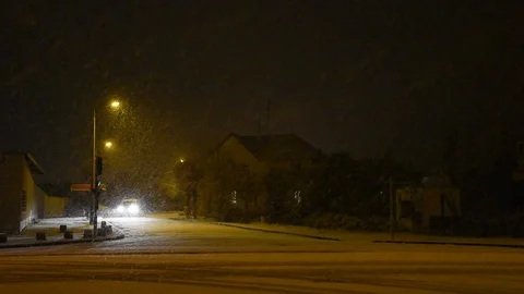 Snowfall in the city Stock Footage 83203088