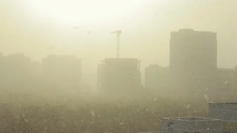 A snowfall in a city Stock Footage 167495041