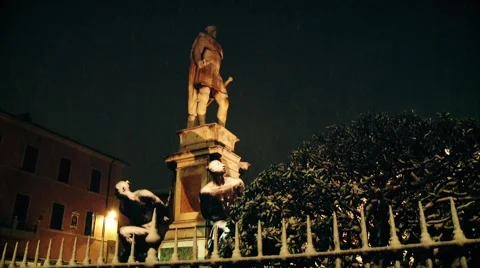 Snowfall in the city by night Stock Footage 59757865