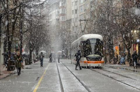 Snowfall  in the city, Stock Photos