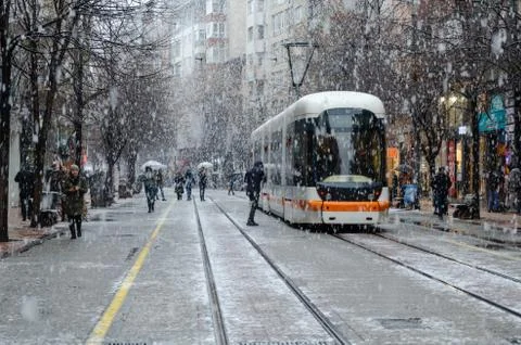 Snowfall  in the city, Stock Photos