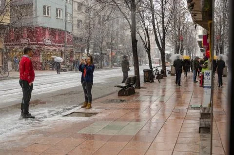 Snowfall  in the city, Stock Photos