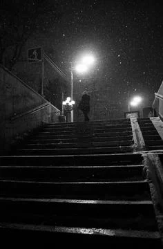 Snowfall in the city Stock Photos