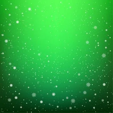 Snowfall on dark green background Stock Illustration