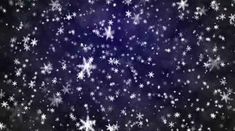 Snowfall on darkly blue background Stock Footage 9074286
