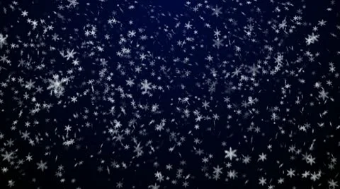 Snowfall on darkly dark blue background. Snowflakes. Stock Footage
