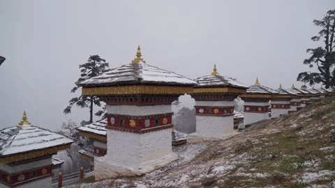 Snowfall at Dochula Pass Stock Footage 304371335