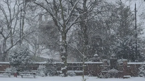 Snowfall in england: park Video stock 27829802