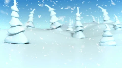 Snowfall in a fantasy forest. 3d animation Stock Footage 31856219