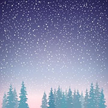 Snowfall in the Forest Stock Illustration