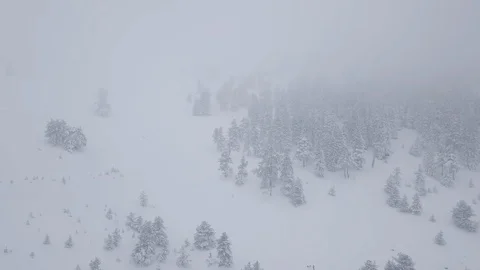 Snowfall in the forest ski lift in the background 스톡 동영상 101247986