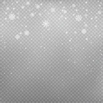 Snowfall on gray transparent background Stock Illustration