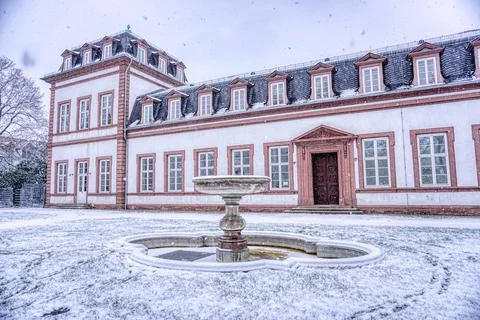Snowfall in Hanau, Germany - Schloss Philippsruhe #11 Stock Photos