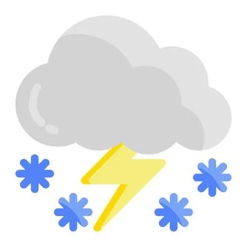 Snowfall icon in color fill. flat style.. Isolated on white background Stock Illustration