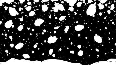 Snowfall illustration with big chunks of falling snow on a black background. 스톡 일러스트
