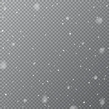 Snowfall isolated on transparent background. Vector falling snow template. Stockillustratie