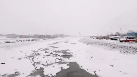 Snowfall in Longyearbyen, Svalbard, Norway Stock Footage 339277529