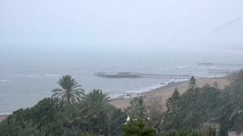 Snowfall on the Mediterranean coast Stock Footage