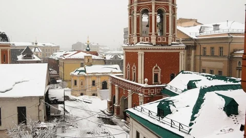 Snowfall in Moscow. Stock Footage 102884543