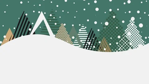 Snowfall in the mountains. Falling snowflakes on the forest. Animation of a w Stock Footage 142355988
