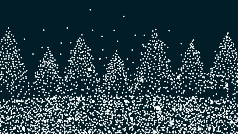 Snowfall in the mountains. Falling snowflakes on the forest in the night. Ani Stock Footage 157847305