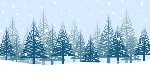 Snowfall in the mountains. Falling snowflakes on the forest. Animation of a w Stock Footage 220765132