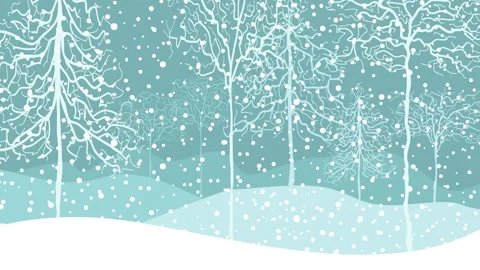 Snowfall in the mountains. Falling snowflakes on the forest. Animation of a.. Stock Footage 252795839
