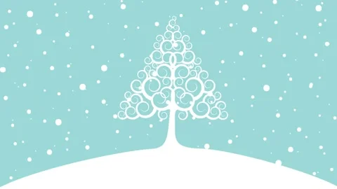 Snowfall in the mountains. Falling snowflakes on the tree. Animation of a win Stock Footage 218369744